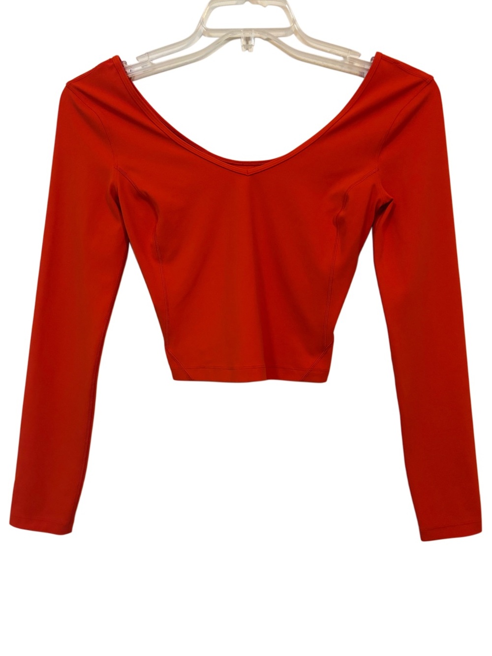 Lululemon Athletica Solar Orange Align Top w/ V-Neck & Long-Sleeves — Size 0 - 2